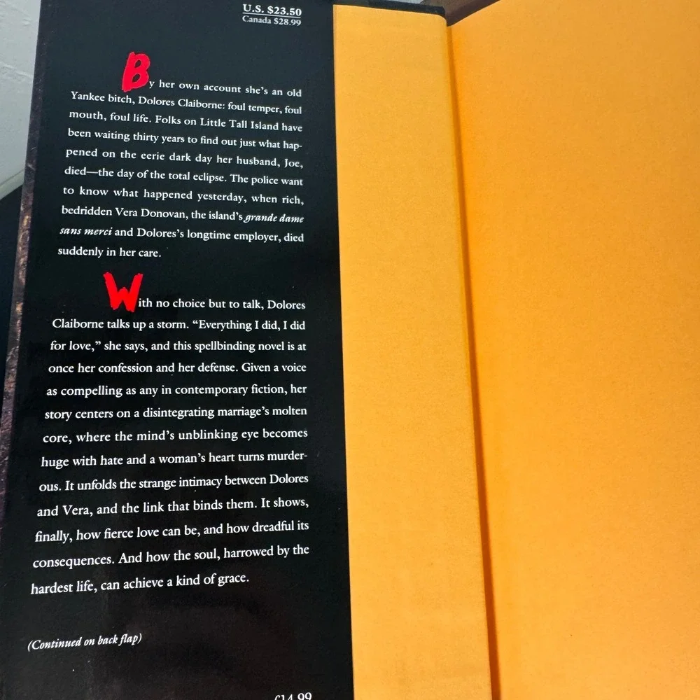 Stephen King Dolores‎ Claiborne Hardcover 1993 Viking Psychological Horror